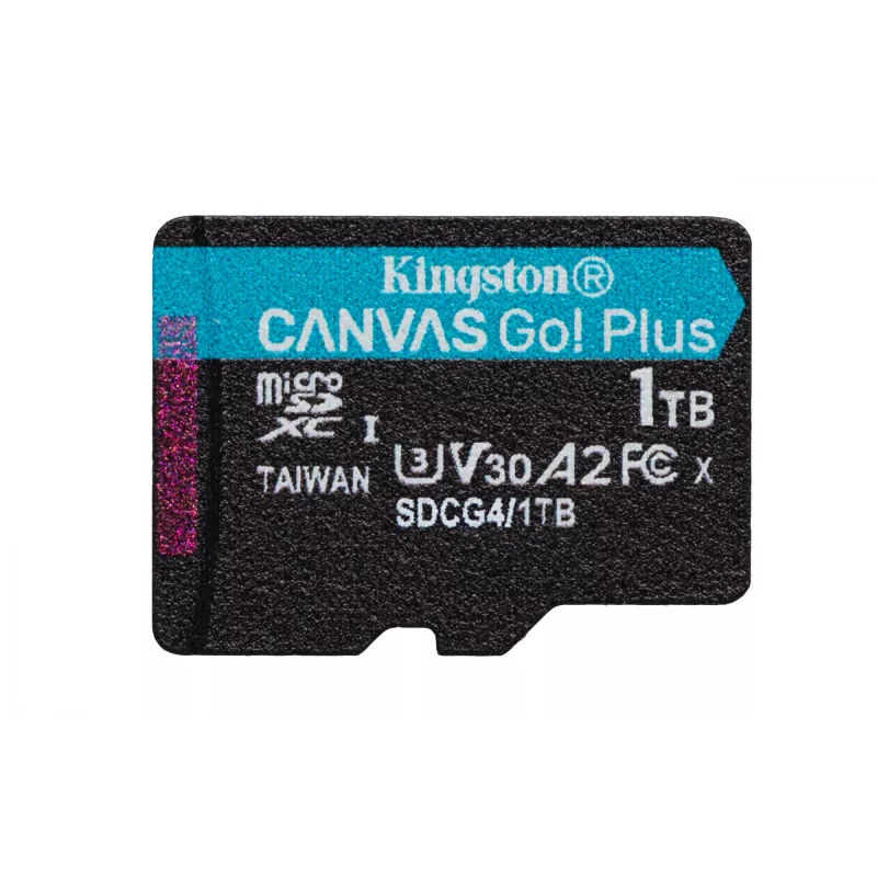 Kingston Technology 1TB microSDXC Canvas Go Plus Gen4 200R A2 U3 vienas pakuotė be adapterio