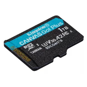 Kingston Technology 1TB microSDXC Canvas Go Plus Gen4 200R A2 U3 vienas pakuotė be adapterio
