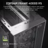 PC korpusas CORSAIR FRAME 4000D RS Midi Tower White — ATX, grūdintas stiklas, 3x120 mm priekiniai ventiliatoriai, palaiko 360/240/140 mm radiatorius