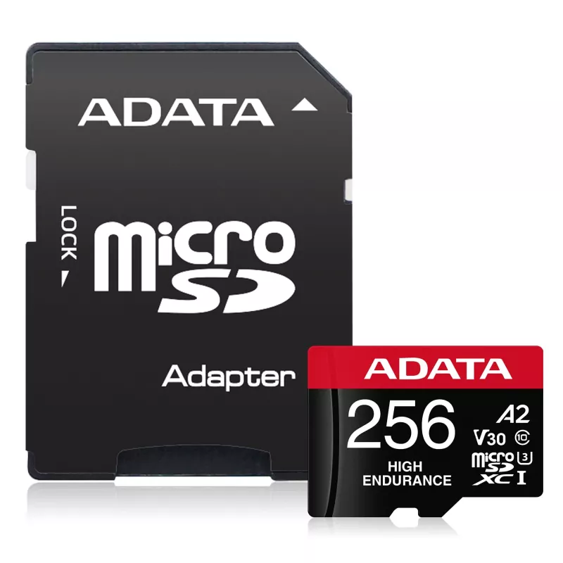 „MicroSDXC“ atminties kortelė ADATA 256 GB AUSDX256GUI3V30SHA2-RA1 UHS-I Class 10 V30 (skaitymo 100 MB/s, rašymo 80 MB/s) su SD adapteriu