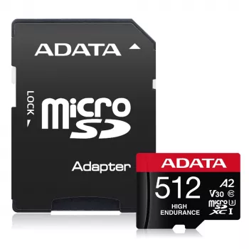MicroSDXC atminties kortelė ADATA 512 GB UHS‑I U3 V30 Class 10 A2, 100/85 MB/s, atspari vandeniui