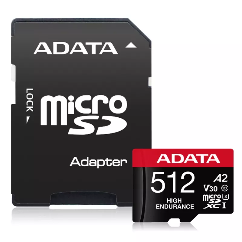 MicroSDXC atminties kortelė ADATA 512 GB UHS‑I U3 V30 Class 10 A2, 100/85 MB/s, atspari vandeniui