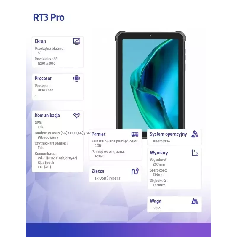 Tablet OukiTel RT3 Pro 4G 10.1 colio aštuonių branduolių 4 GB RAM 128 GB Android