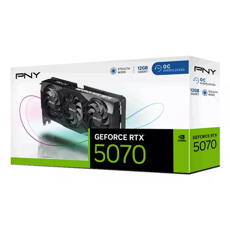 PNY GeForce RTX 5070 12GB Overclocked Triple Fan - 12GB GDDR7 - DisplayPort 2.1b / HDMI 2.1b