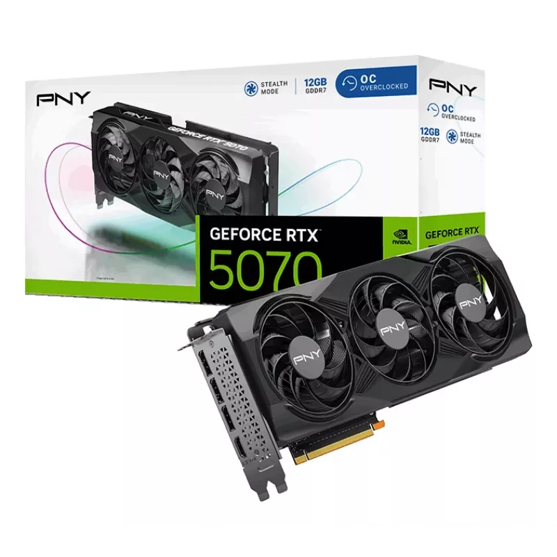 PNY GeForce RTX 5070 12GB Overclocked Triple Fan - 12GB GDDR7 - DisplayPort 2.1b / HDMI 2.1b