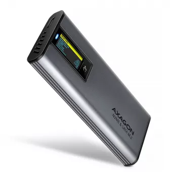 Axagon EEM2-SD2 USB-C 10Gbps - M.2 NVMe & SATA SSD Dėžutė Su Ekranu