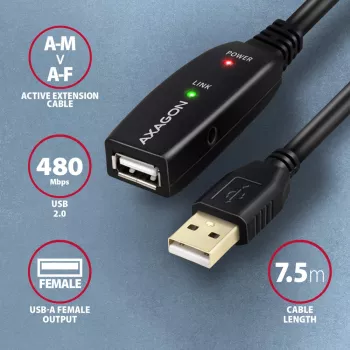 Axagon ADR-207 USB kartotuvo kabelis 7,5 m USB 2.0 juodas