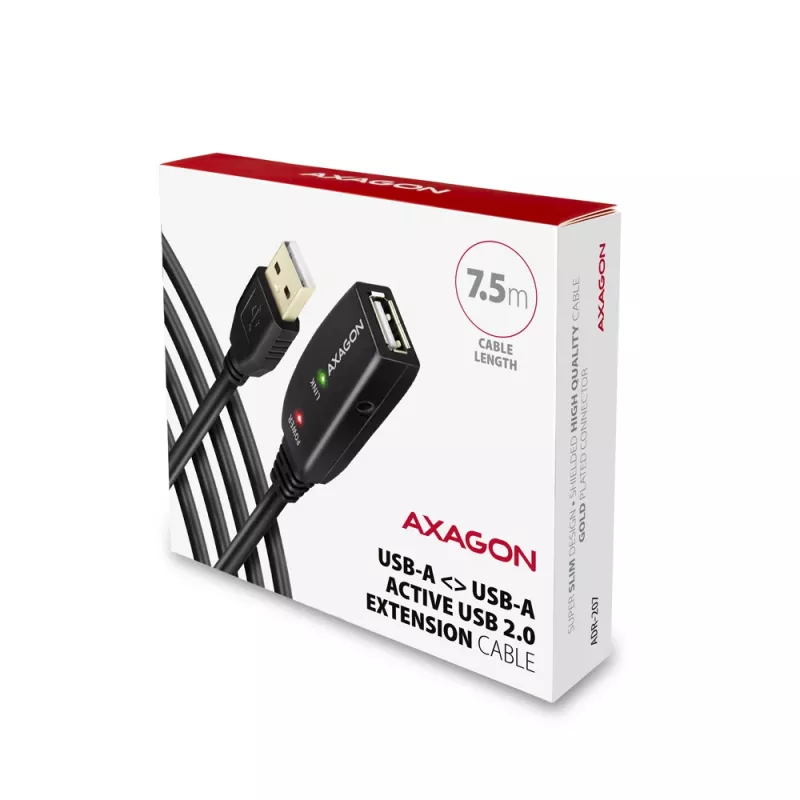 Axagon ADR-207 USB kartotuvo kabelis 7,5 m USB 2.0 juodas