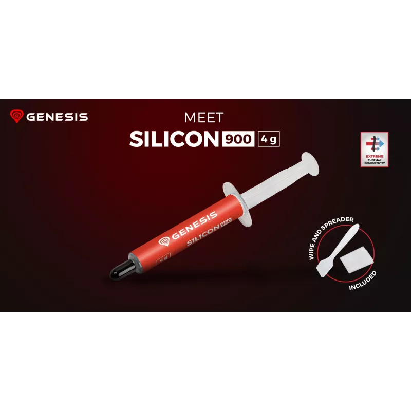 GENESIS Silicon 900, terminė pasta, Pilka, 250 °C, -50 °C, 12.8 W/m·K, 2.8 g/cm³