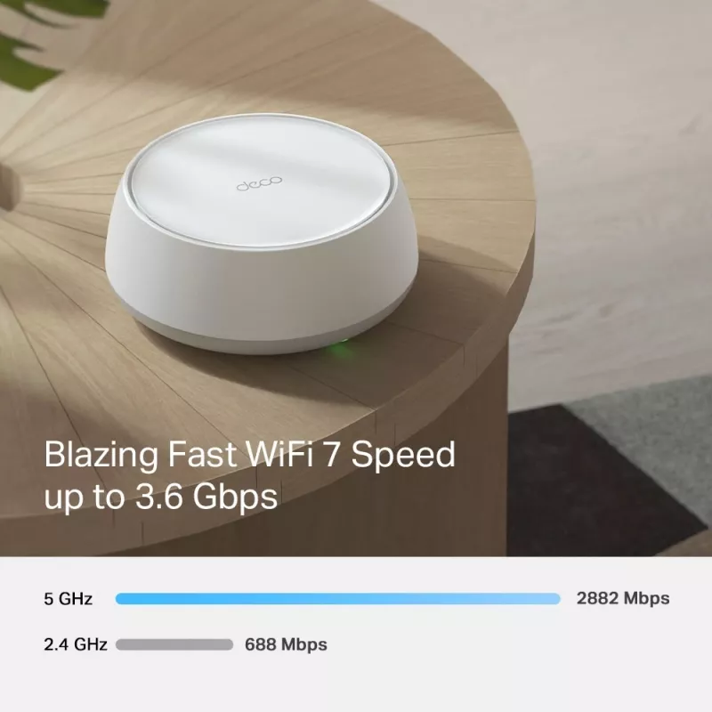 TP-Link BE3600 Whole Home Mesh Wi-Fi 7 sistema (1 vnt.), balta, vidinė, belaidžio tinklo sistema, dviejų dažnių (2,4 GHz / 5 GHz), Wi-Fi 7 (802.11be), 2882 Mbit/s