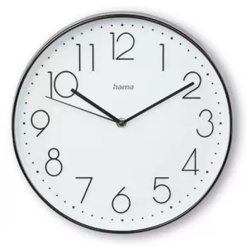 Kvarcinis laikrodis Hama Corsica apvalus juodas baltas AA baterija 30 cm