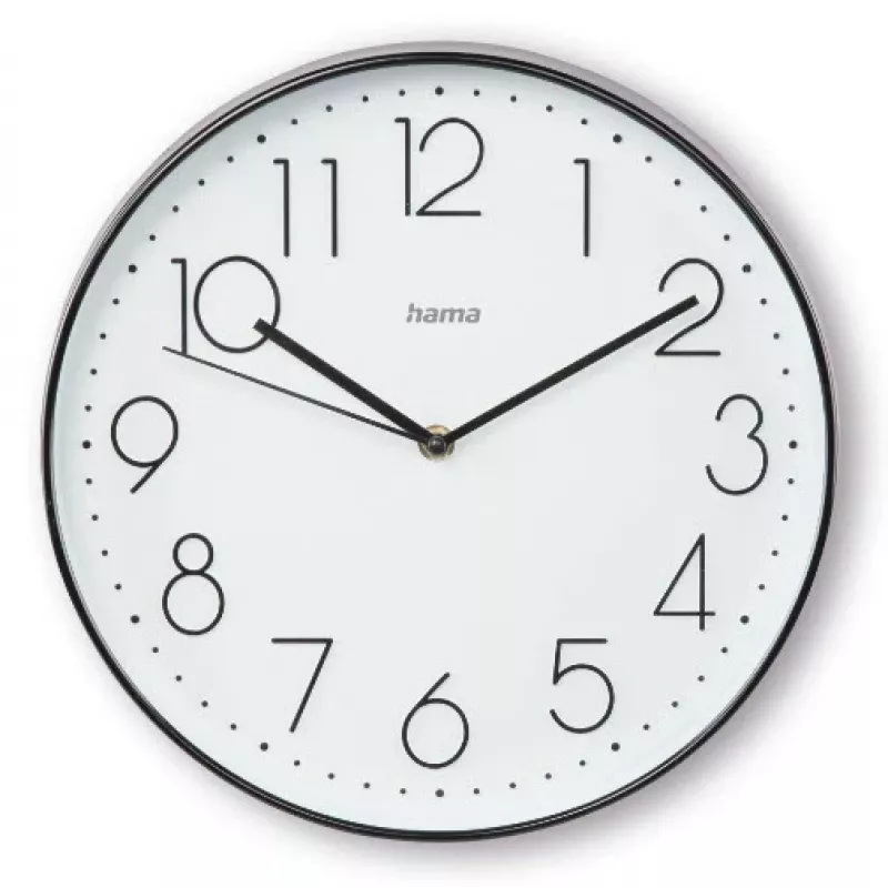 Kvarcinis laikrodis Hama Corsica apvalus juodas baltas AA baterija 30 cm