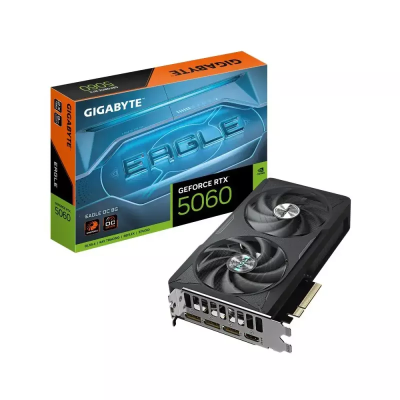 Vaizdo plokštė GIGABYTE GeForce RTX 5060 8GB GDDR7, PCIe 5.0, 128-bit, 3840 CUDA, 2 lizdų, WINDFORCE 2X