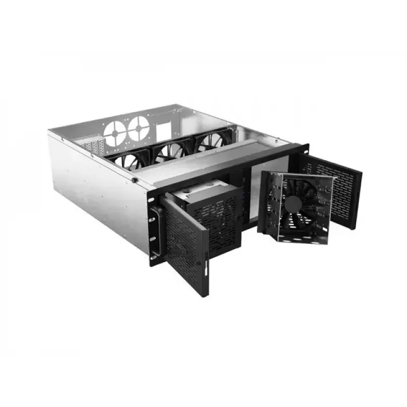 Lanberg 4U serverio korpusas SC01-5204-12B, juodas, 5 ventiliatoriai, skirtas 19 colių stovui
