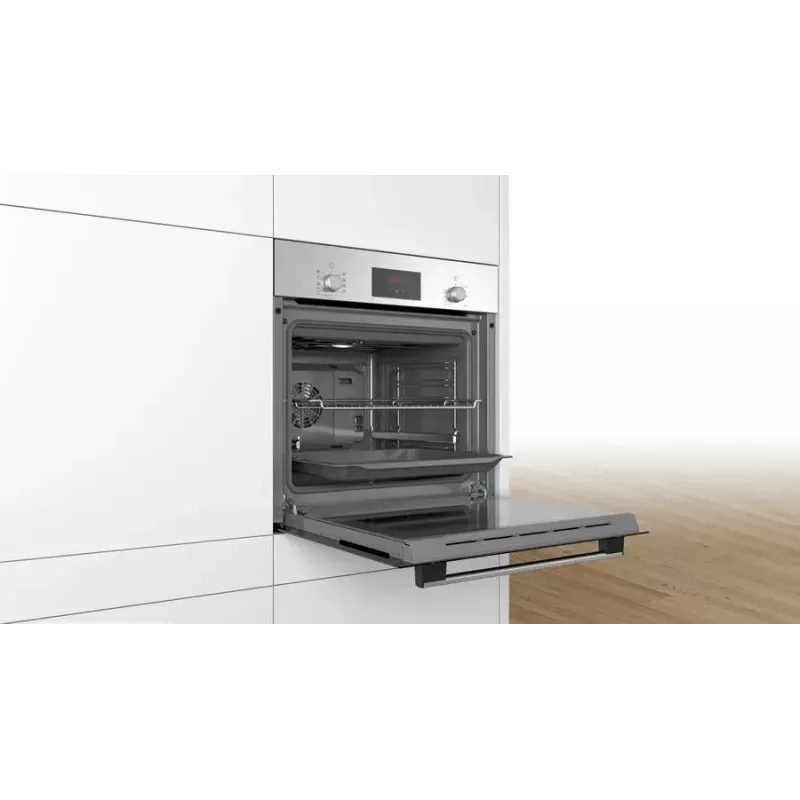 Įmontuojama elektrinė orkaitė Bosch Serie 2 HBF114ES0 — 66 L, nerūdijantis plienas, jutiklinis + sukamasis valdymas, 7 programos, grilis, konvekcija, 50–275 °C