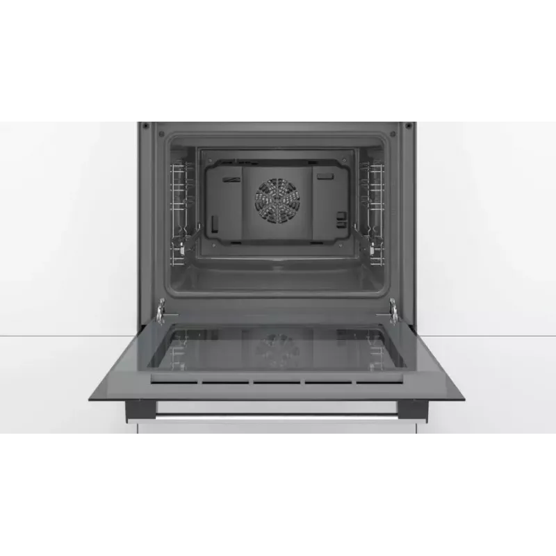 Įmontuojama elektrinė orkaitė Bosch Serie 2 HBF114ES0 — 66 L, nerūdijantis plienas, jutiklinis + sukamasis valdymas, 7 programos, grilis, konvekcija, 50–275 °C