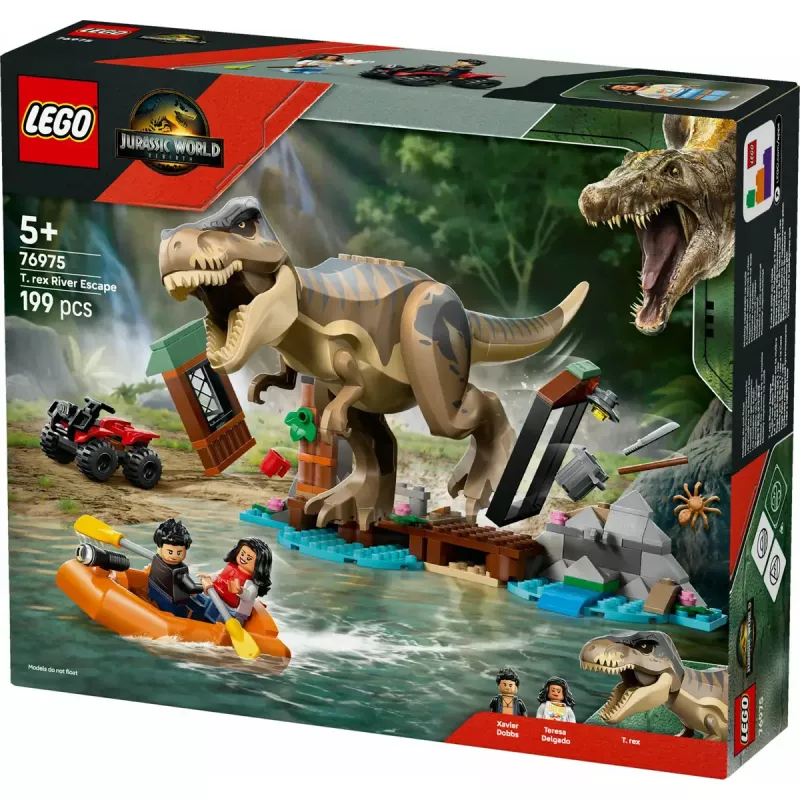 LEGO dinozaurų konstravimo rinkinys T. rex River Escape 76975 — 199 dalys, 2 minifigūrėlės, amžius 5+