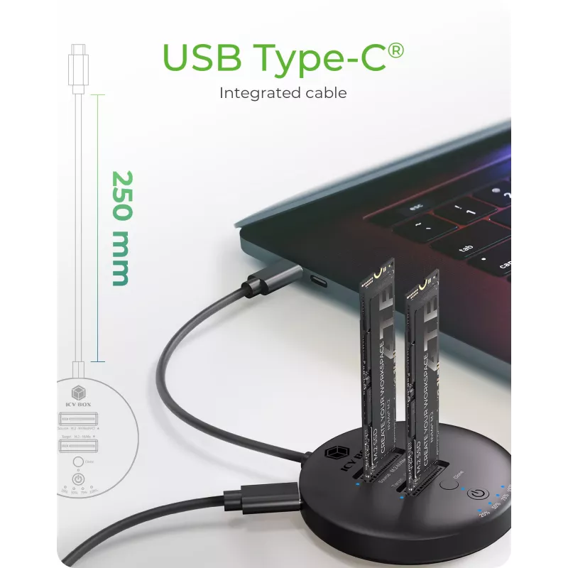 ICY BOX IB-1612MCL-C31 USB 3.2 Gen 2 (3.1 Gen 1) Type-C juoda