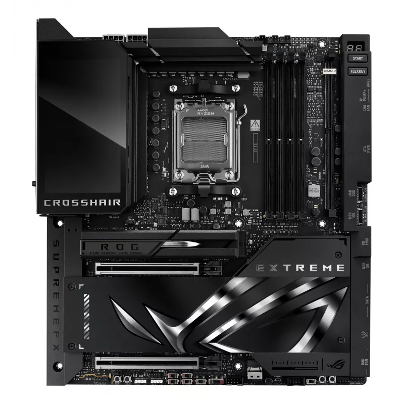 Pagrindinė plokštė ASUS ROG CROSSHAIR X870E EXTREME — AMD X870E, lizdas AM5, Extended ATX, DDR5, 4 DIMM, Wi‑Fi 7, 5 Gb LAN, 5x M.2