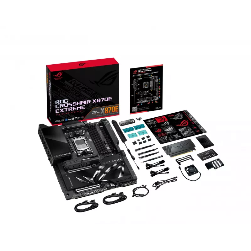 Pagrindinė plokštė ASUS ROG CROSSHAIR X870E EXTREME — AMD X870E, lizdas AM5, Extended ATX, DDR5, 4 DIMM, Wi‑Fi 7, 5 Gb LAN, 5x M.2