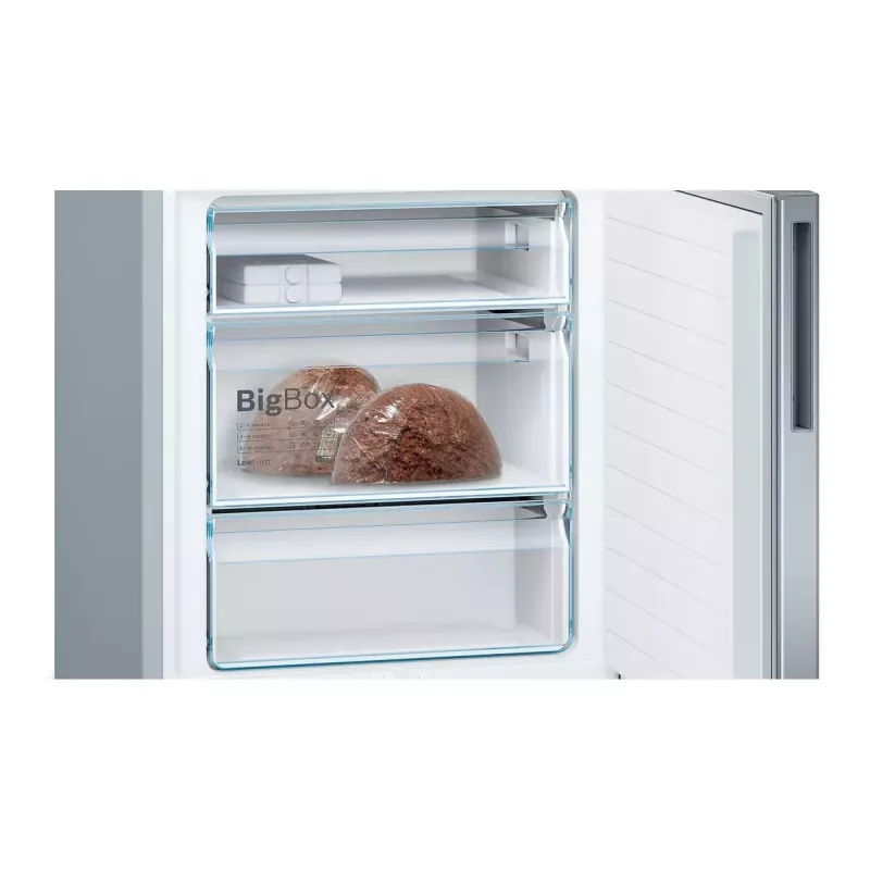 Šaldytuvas-šaldiklis Bosch Serie 6 KGE49AICA, laisvai pastatomas, nerūdijantis plienas, 419 l (302 l šaldytuvo / 117 l šaldiklio), A aukštis 2010 mm