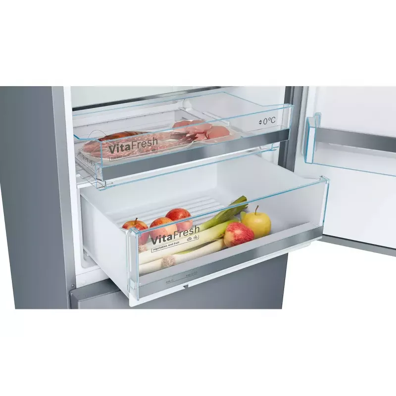Šaldytuvas-šaldiklis Bosch Serie 6 KGE49AICA, laisvai pastatomas, nerūdijantis plienas, 419 l (302 l šaldytuvo / 117 l šaldiklio), A aukštis 2010 mm