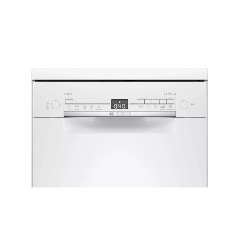 Laisvai pastatoma indaplovė Bosch SPS40E22EU, siaura 45 cm, 9 vietų, 5 programos, 48 dB, balta