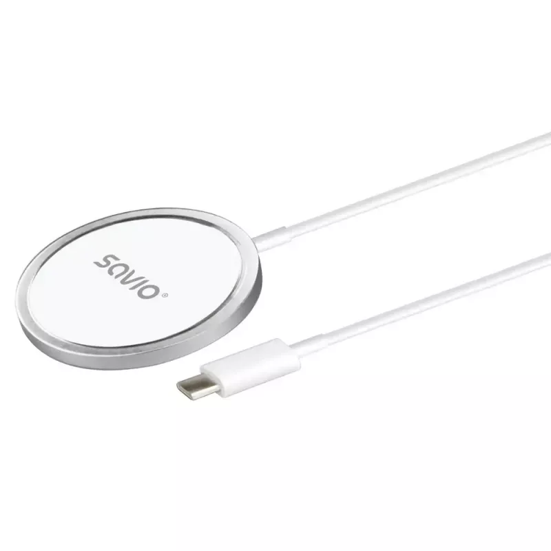 Belaidis vidaus mobilusis įkroviklis SAVIO LA-11, Qi 1.2, 15 W, baltas, 55×55×5 mm