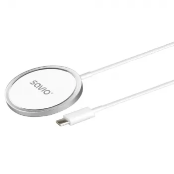 Belaidis vidaus mobilusis įkroviklis SAVIO LA-11, Qi 1.2, 15 W, baltas, 55×55×5 mm