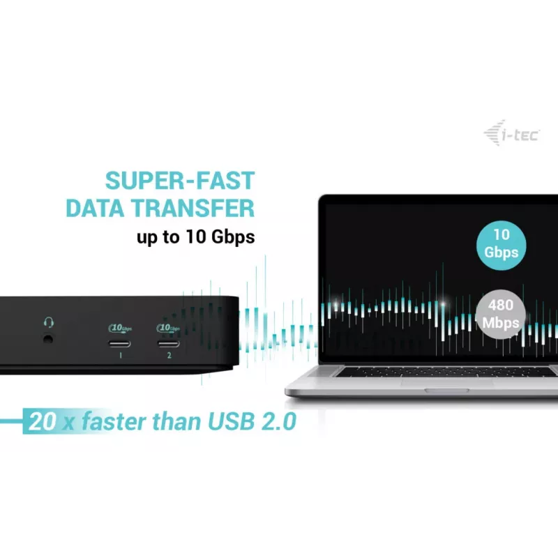 i-tec USB-C išmanioji trijų ekranų prijungimo stotelė + 100 W maitinimo tiekimas