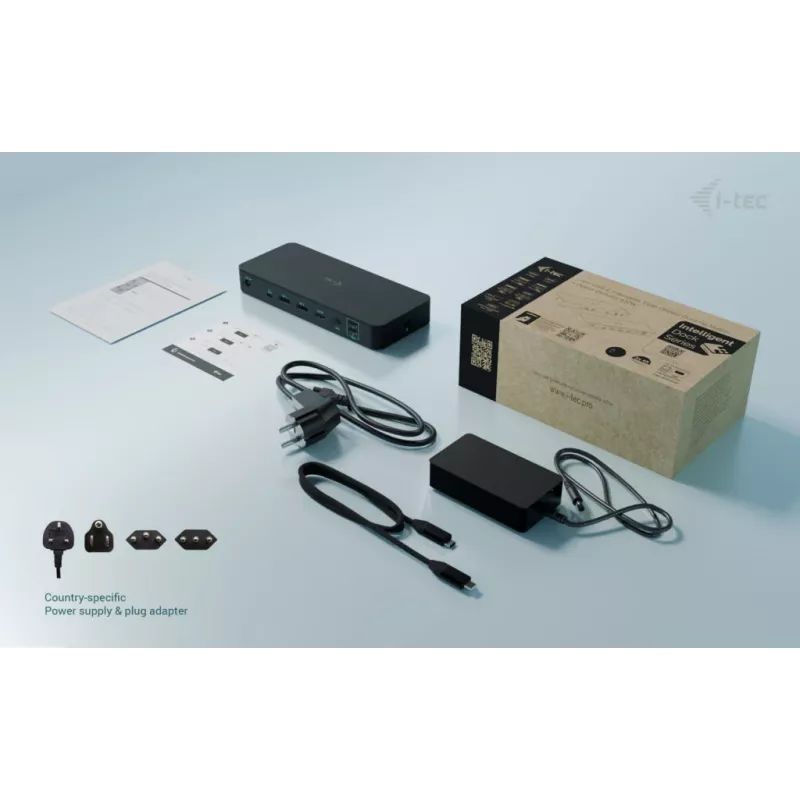 i-tec USB-C išmanioji trijų ekranų prijungimo stotelė + 100 W maitinimo tiekimas
