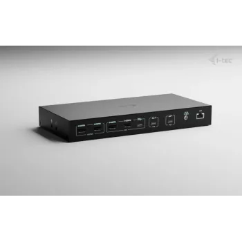 ITEC i-tec USB-C KVM dokų stotis PRO trims kompiuteriams, dviguba vaizdo išvestis, 2x maitinimo tiekimas (iki 92 W), USB 3.2, 10 Gbps, Gigabit Ethernet