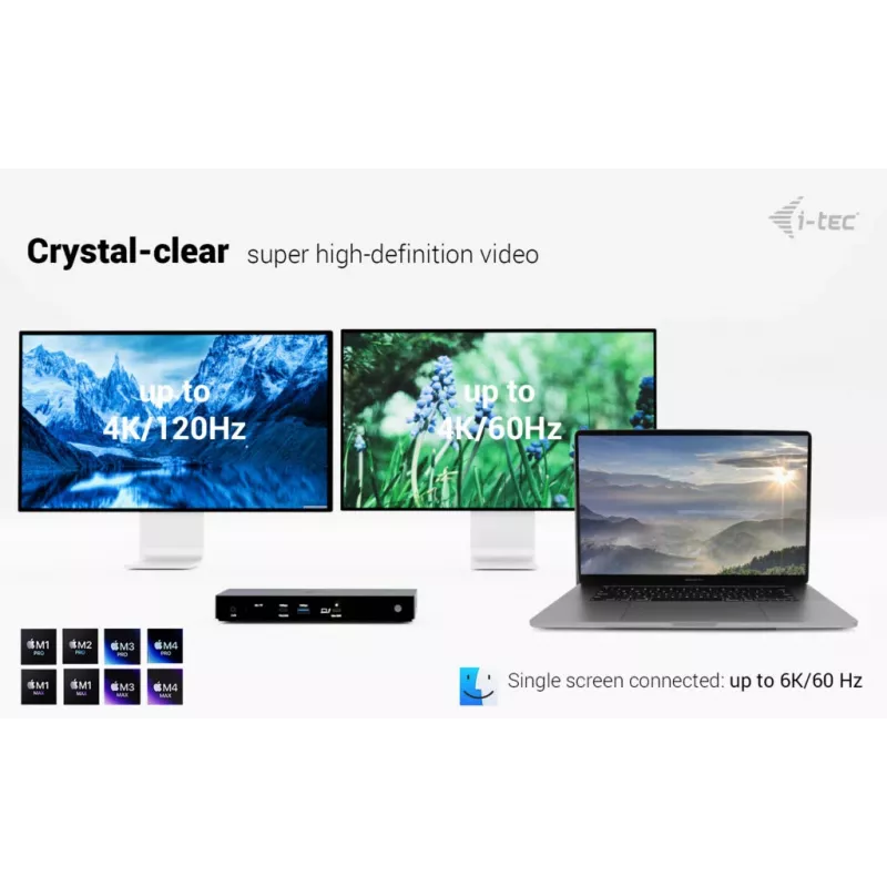 i-tec Thunderbolt4 trigubo ekrano dokavimo stotelė + maitinimo tiekimas 96 W