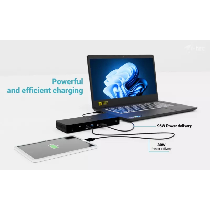 i-tec Thunderbolt4 trigubo ekrano dokavimo stotelė + maitinimo tiekimas 96 W