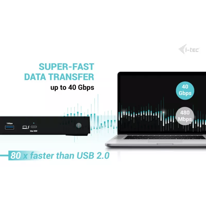 i-tec Thunderbolt4 trigubo ekrano dokavimo stotelė + maitinimo tiekimas 96 W