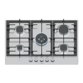 Bosch Serie 6 PCQ7A5I90 kaitlentė Nerūdijantis plienas Įmontuojama 75 cm Dujinė 5 zonos (-ų)