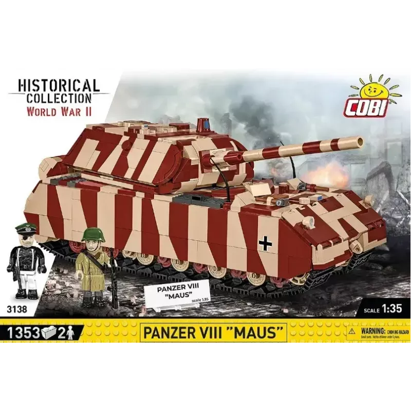 Cobi Building Blocks Panzer VIII Maus modelio rinkinys mastelis 1:35 COBI-3138, detali karinės transporto priemonės replika