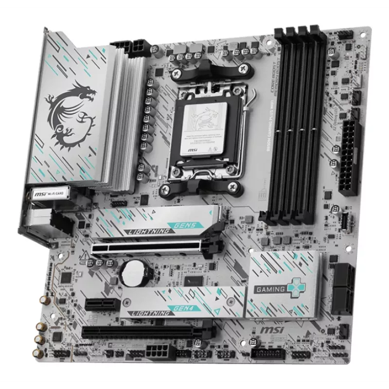 Pagrindinė plokštė MSI B850M GAMING PLUS WIFI — AMD B850, lizdas AM5, mikro ATX, DDR5, 4x DIMM, 3x M.2, Wi‑Fi 7, 5Gb LAN