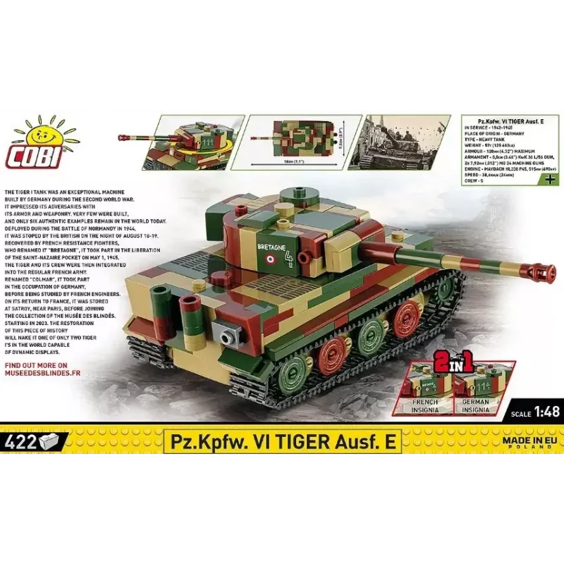 Statinio modelio rinkinys Cobi Pz.Kpfw. VI Tiger Ausf. E 1:35 mastelis, detali kaladėlių konstrukcija