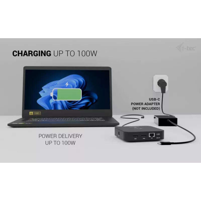 Dokstotelė ITEC USB-C Dual HDMI C31DUALHDMIDOCKPD — Dvi 4K 60Hz, 100W energijos tiekimas
