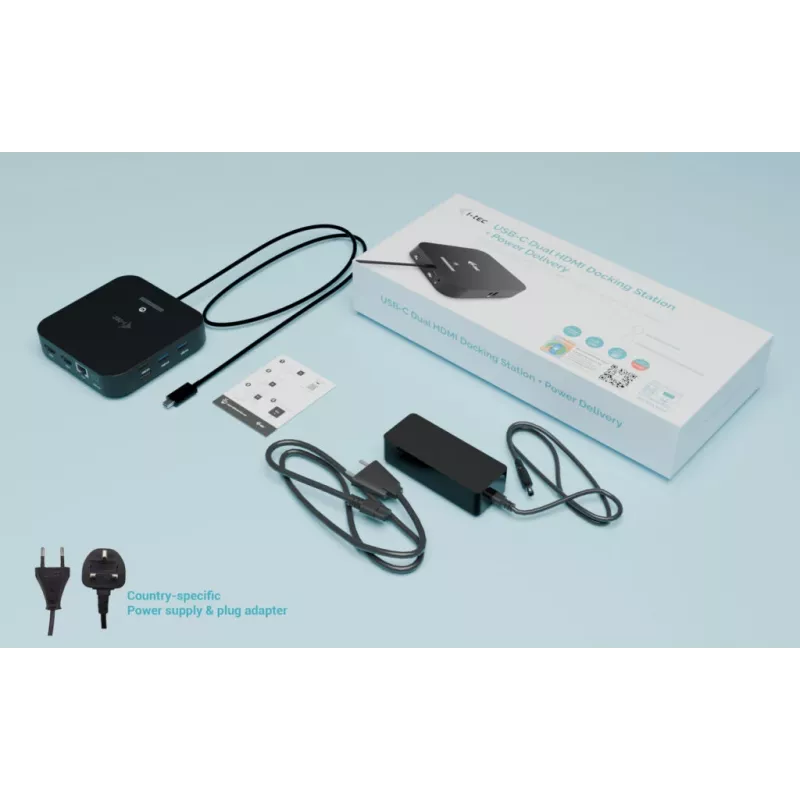 USB-C dvigubas HDMI adapteris ITEC C31DUALHDMIDPD100 — dvigubas HDMI 4K@60Hz, USB-C maitinimo tiekimas 100W