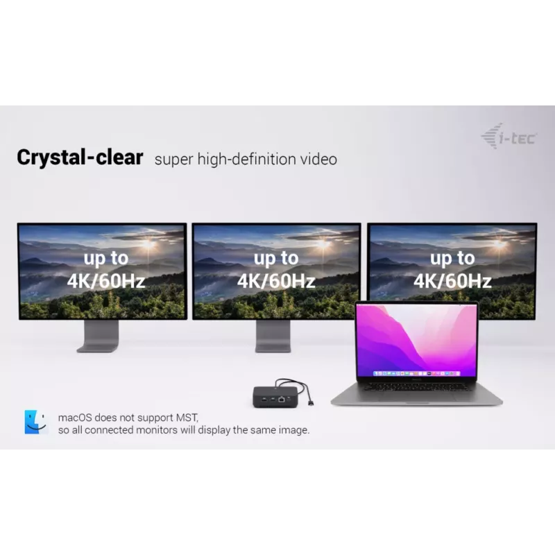 USB-C DisplayPort į dvigubą HDMI adapteris ITEC C31TRIPLEVIDEODPPRO 4K 60Hz, 100W maitinimo perdavimas