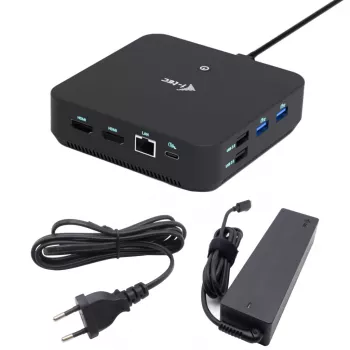 i-tec USB-C DP Dual HDMI prijungimo stotelė su maitinimo tiekimu 100 W + universalus įkroviklis 100 W