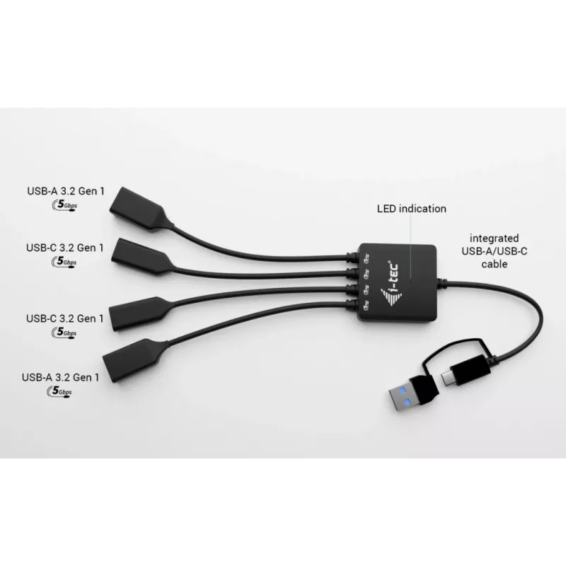i-tec USB-C/USB-A kabelinis šakotuvas 4 prievadai (2x USB-C, 2x USB-A)