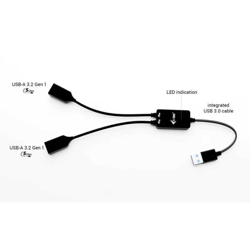 USB-A šakotuvas ITEC U3CBLHUB2A — 2 prievadai, USB 3.0 iki 5 Gbps