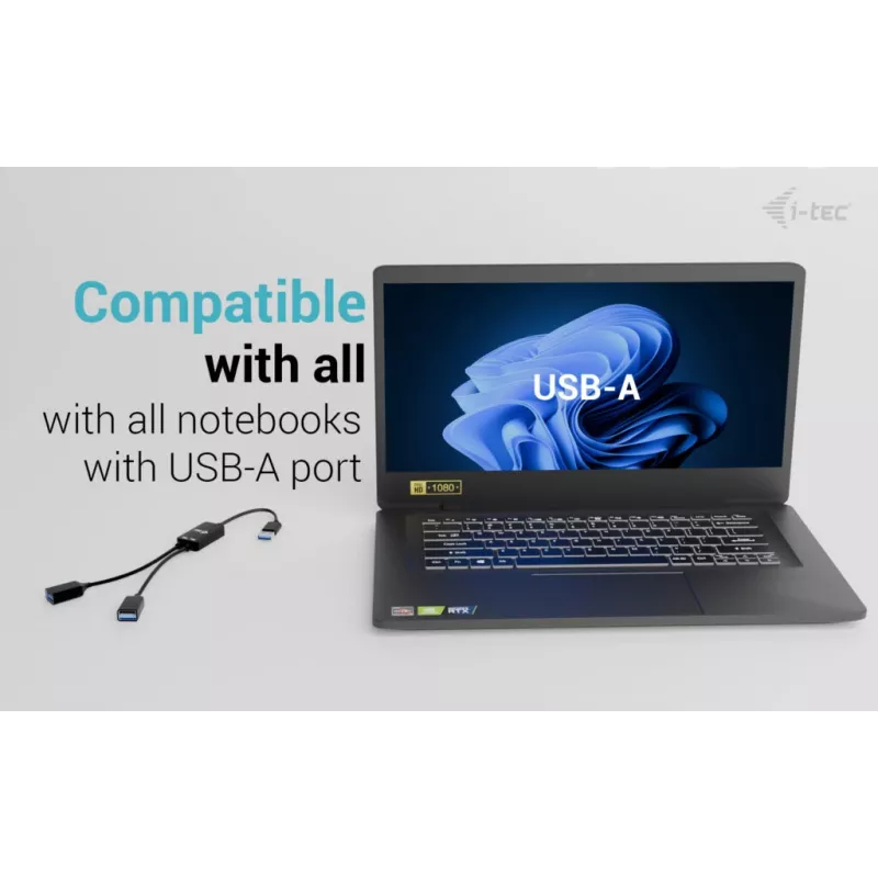 USB-A šakotuvas ITEC U3CBLHUB2A — 2 prievadai, USB 3.0 iki 5 Gbps