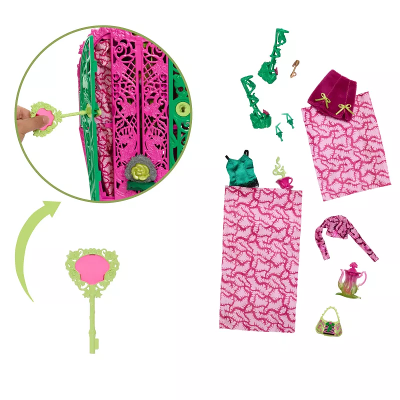 Monster High Skulltimate Secrets Garden Mysteries Playset, lėlė Venus McFlytrap su daugiau nei 19 staigmenų
