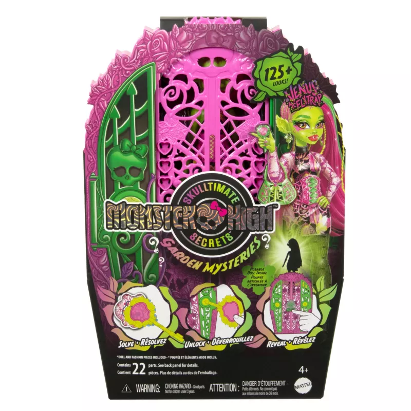 Monster High Skulltimate Secrets Garden Mysteries Playset, lėlė Venus McFlytrap su daugiau nei 19 staigmenų