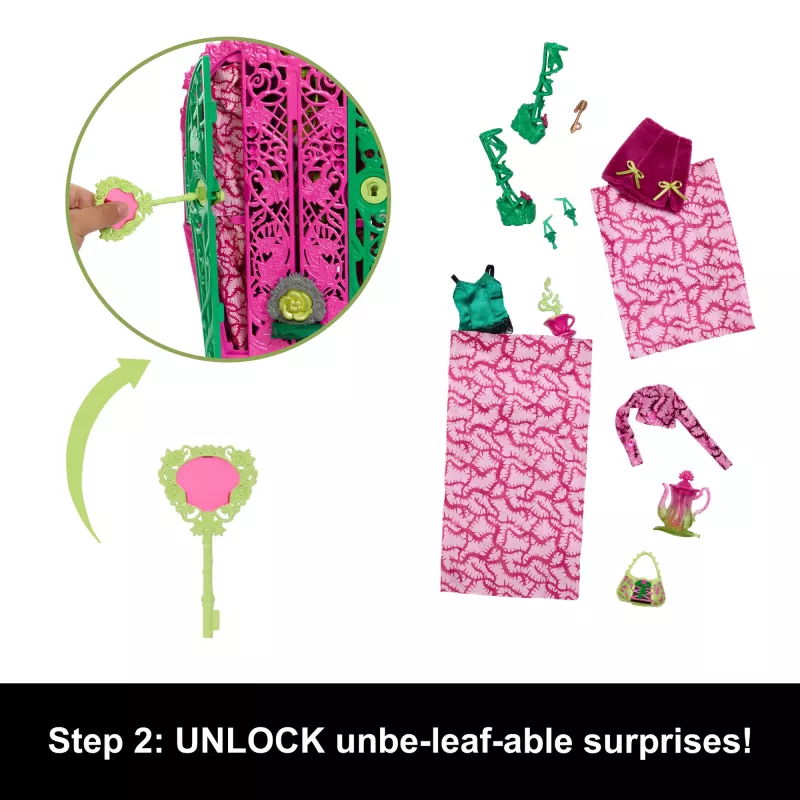 Monster High Skulltimate Secrets Garden Mysteries Playset, lėlė Venus McFlytrap su daugiau nei 19 staigmenų