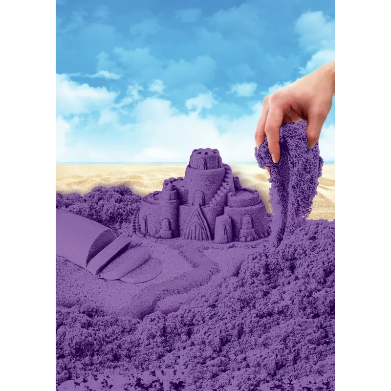 Kinetic Sand, 2 svarų purpurinis žaidimų smėlis, formuojami sensoriniai žaislai vaikams, pakartotinai užsandarinamas maišelis (pakuotė gali skirtis), nuo 3 metų